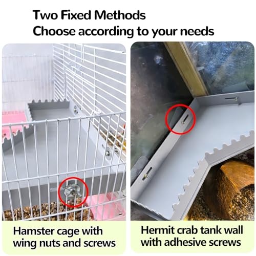 Hamiledyi Hermit Crab Platform with Ladder Climbing Toys Hermit Crab Climbing Wall Shelf Habitat Reptile Tank Decor Terrarium Accessories for Leopard Gecko Frog Turtle - color: Grey
