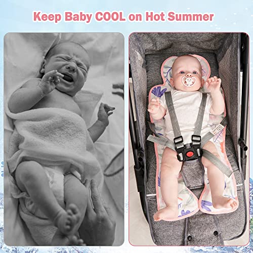 Gel Car Seat Cooler Pad,1 Pack Double Sides-Universal Baby Stroller Ice Cushion,Summer Cooling Seat Liner,Multifunctional Suitable for Baby Dining Chair,Child Safety Seat (Pink Flowers +Peach) - color: Pink Flowers +Peach