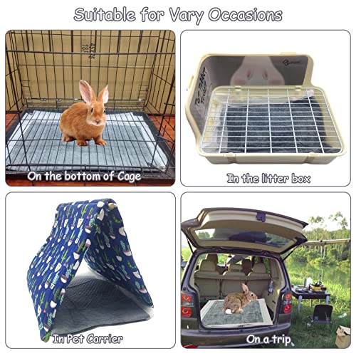 Tfwadmx Rabbit Pee Pads 18" x 24" 100 Pcs Guinea Pig Super Absorbent Cage Liners Bunny Disposable Black Carbon Diapers Small Animal Training Accessories with Quick-Dry Surface - size: 100 Pcs-17.72" x 12.99" (Gray)