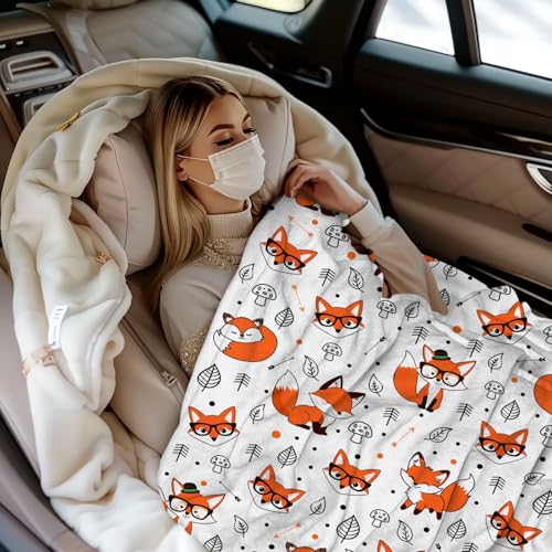 Fox Blankets for Girls Plush Foxes Blanket Throw Stuff Bedding Fox Gifts for Girls Kids Animal Lovers Boys Women Adults Birthday Party Decorations 50"X40" - color: Fox, size: 50"x40"
