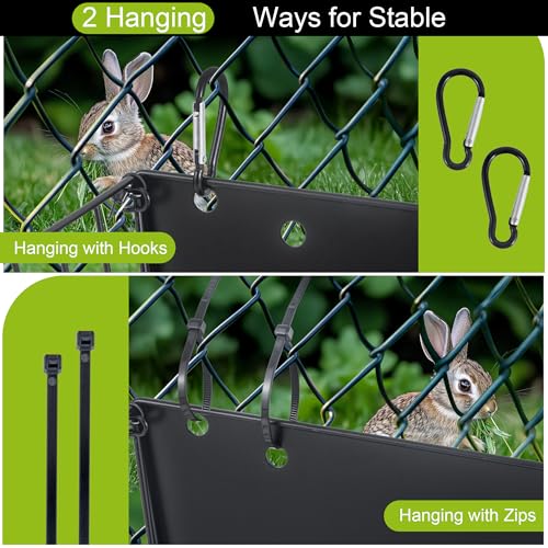 Rabbit Hay Feeder, with Heavy-Duty Metal Frame， Hay Holder for Rabbits - for Rabbits， Bunny, Guinea Pigs, Chinchillas， 9.6x4.5x6.3 inch - color: Black-1PCS
