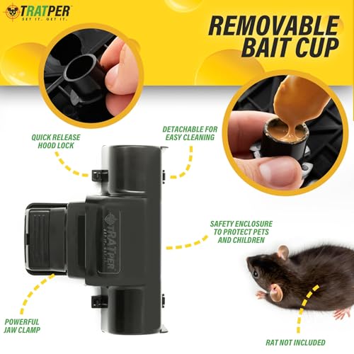 TRATPER Rat and Chipmunk Traps. Prevents Accidental Triggering with Dual Tunneled Design. Covered Snap Traps for Humane Kill, Reusable, Pest Control for Rats, Indoor & Outdoor Use. 2 Pack - size: 2 Pack