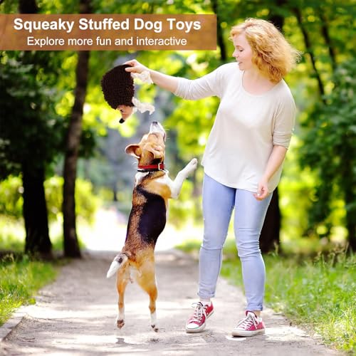 Dog Squeaky Toys for Dogs - Hedgehog Mop Plush Interactive Rope Toy, Durable Chew Toy with Squeaker and Crinkle for Small to Large Dogs, Tug of War Pet Toy for Puppies & Aggressive Chewers - color: Brown3