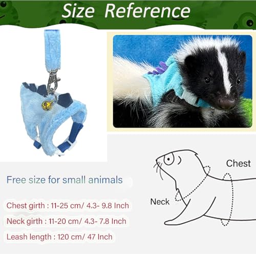 Ferret Harness and Leash Set Small Animals Vest Harness with Safe bell Dinosaur Shaped Walking clothes for Baby Rabbit Guinea pig Teacup Chihuahua Mouse and other small pet.(Blue Dinosaur) - color: Blue Dinosaur