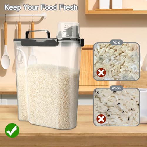 Rice Storage Containers, Airtight Cereal Containers Storage, BPA Free Rice dispenser for Flour, Pasta, Grain and Baking, Pet Dog Cat Bird Food Container 20lb+ 10lb Grey - color: 20lb+10lb Grey