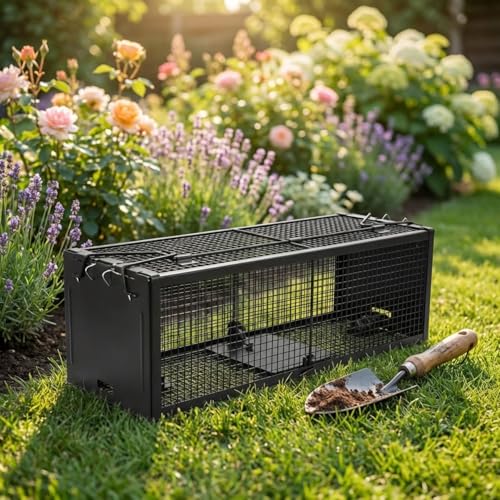 17-inch Large Double-Entry Humane Rat Trap with a Sturdy Metal cage, Suitable for Chipmunk and mice, Featuring a Highly Sensitive Trigger Pedal, for Indoor and Outdoor use
