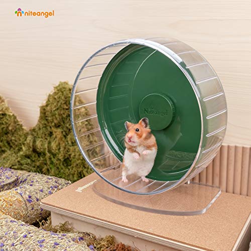 Niteangel Super-Silent Hamster Exercise Wheels: Quiet 10 inch Running Wheel | Can 10.6-13.4" Adjustable Height - No Bend Back Spinner Running for Dwarf Syrian Hamster Gerbils Mice Or Other Small Animal - color: Dark Green, size: Medium