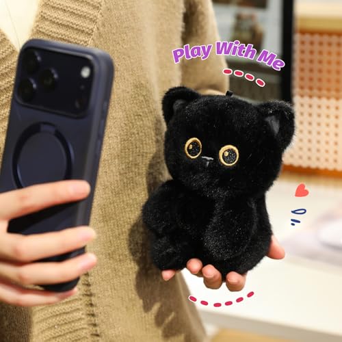 Ditucu Palm-Sized Black Cat Stuffed Animals Cute Soft Plush Doll Small Plushies Toys Gifts for Kids 6 inch - style: Cat