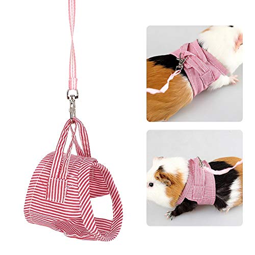 Squirrel Vest Harness Small Pet Harness and Leash Set Soft Adjustable Outdoor Walking Vest for Guinea Pig Chinchilla Ferret Rabbit S Red