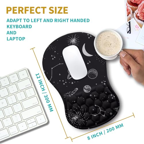 Hokafenle Ergonomic Mouse Pad Wrist Support, Wrist Rest Mousepad for Carpal Tunnel Pain Relief with Integrated Memory Foam Slope Massage Bulge (11.8x7.9 inch,Galaxy - color: KM04-Constellation Galaxy