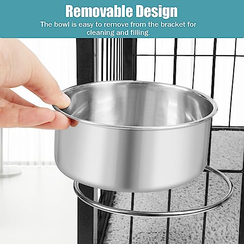 Dog Bowl Stainless Steel Dog Bowls Pet Hanging Food Water Bowl Cage Feeding Cup Feeder for Dogs Cats Rabbits Birds Small Animal (Medium (2pcs) | Rust-resistant, detachable bracket for easy cleaning & refilling, no spill, for dogs/cats/rabbits/birds cage k