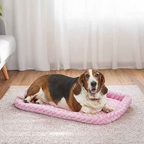 MidWest Homes for Pets QuietTime Fashion Dog Bed - Pink Faux Fur Bolster, Ultra-Soft and Machine Washable, Fits 36-Inch Crates and Carriers, for Medium to Large Breed Dogs - color: Pink, size: 36 Inch