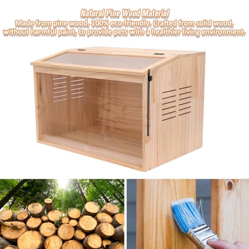 Wooden Hamster Cage,24" Lx16 Wx16 H,Animal Cabinet for Dwarf Syrian Hamsters Degus, Hamster Habitat with Openable Top and Large Acrylic Sheets. - size: 24.0"L x 16.0"W x 16.0"H