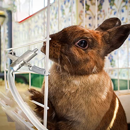 50PCS Rabbit Nipple Waterer Automatic Drinking System | with Spring & T-Tubing for Rabbits, Guinea Pig, Rat, Mouse and Rodent, Wire Cage Compatible, 5/16" ID (White)