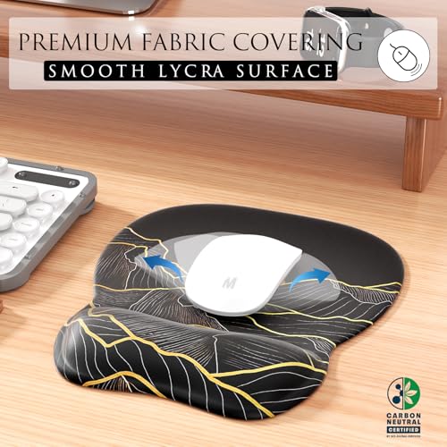 MROCO Ergonomic Mouse Pad with Gel Wrist Rest, 9.4 x 8.1 in, Golden Rise | Ergonomic Shape Design, Multiple Pattern Options, Gel Wrist Comfort, Smooth Lycra Surface, Non-Slip PU Base - color: Golden Rise
