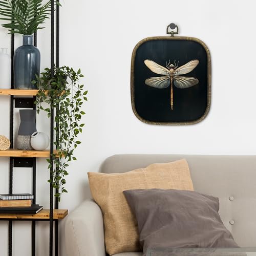 shiviody Vintage Dragonfly Canvas Wall Art Decor, Dark Moody Dragonfly Wall Art, Retro Aesthetic Insect Square Hanging Frame Prints Decorations for Bedroom Living Room Office 6.5"x7.5" - color: Animals-36