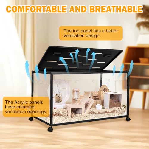 Hamster Cage, 360-Viewing Metal Rat Cage, Chewproof, Stackable Large Cage with Top Access, for Dwarf Syrian Hamster, Gerbil, Mouse (39 * 19 * 19IN) - size: 39.5"L x 19.7"W x 19.7"H