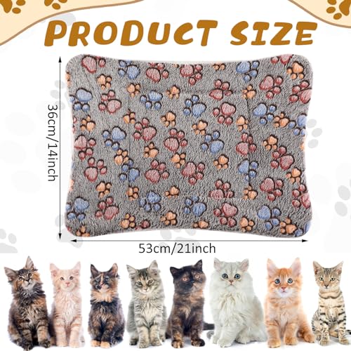 4 Pack Ultra Soft Dog Cat Bed Mat Small Animal Guinea Pig Bed with Cute Print Reversible Fleece Dog Crate Kennel Pad Cozy Washable Thickened Hamster Pet Beds Mat(21 x 14 Inches,Gray) - color: Gray, size: 21 x 14 Inches