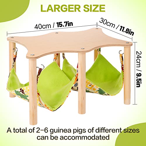 Guinea Pigs Hammock with Natural Wooden Stand- Large Hanging Hammock Bed for Piggies Chinchilla Hamster Bunny Ferrets Hiding Sleeping - size: 15.7in L * 11.8in W * 9.5in H