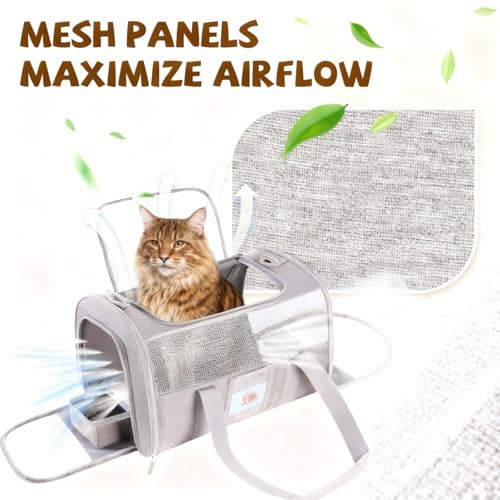 Soft Cat Carrier with Detachable Food Bowl,Pet Travel Bag (Up to 16 lbs) | Puppy Crate with Lockable Zippers,Airline Travel for Small Dog,Kitten,Animal,Breathable Mesh Kennel ,Carrying Case,Grey - color: Gray, size: 17.0"L x 12.0"W x 11.0"H