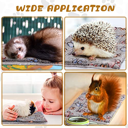 4 Pack Ultra Soft Dog Cat Bed Mat Small Animal Guinea Pig Bed with Cute Print Reversible Fleece Dog Crate Kennel Pad Cozy Washable Thickened Hamster Pet Beds Mat(13 x 10 Inches,Gray) - color: Gray, size: 13 x 10 Inches