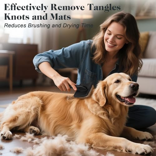 2PCS Slicker Brush for Dogs & Pet Comb,Professional Dog Grooming Brush (Goldendoodles,Poodles,Labradoodles) with Extra Long Pins to Effectively Remove Tangles, Knots and Mats (Black, Large) - color: Black, size: Large