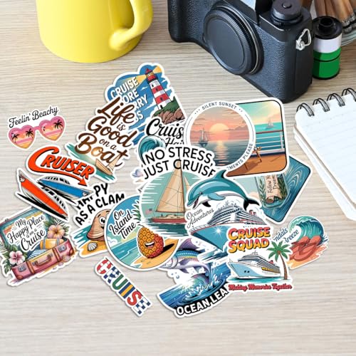 Vybonz Cruise Sticker Ocean Travel Decal Sea Adventure Boat Vacation | Cruise Stickers with Ocean Travel and Sea Adventure for Cruise Lovers, Laptop, Water Bottle, Journal and Notebook Use - color: Cruise, size: 3in