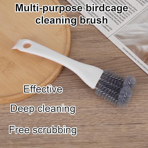 2pcs Bird Cage Cleaner with Long Handle, Bird Cage Brush Droppings Removal Tool for Small Animals Remover Parrot Bath Perches Cleaning Accessories