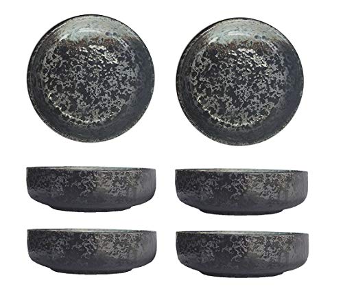 Colias Wing 3.5 Inch Japanese Style Classic Porcelain Side Dish Bowl Seasoning Dishes Soy Dipping Sauce Dishes-Set of 6-Black - color: Shiny Black