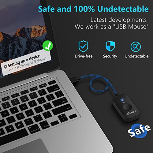 Mouse Jiggler Undetectable, USB Mover, Gaming Automatic Continuous Click Device, Plug & Play, Simulate Mouse Pointer Movement to Prevent PC Sleep