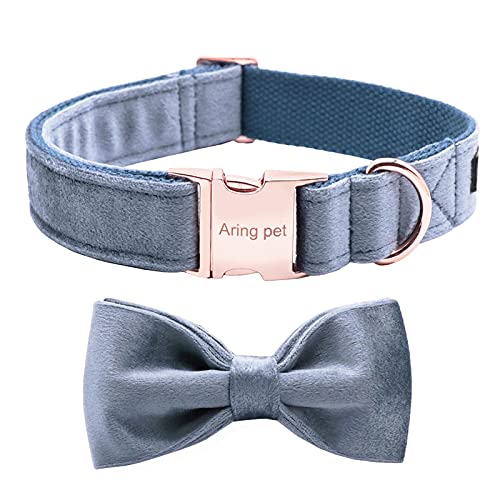 ARING PET Bowtie Dog Collar,Velvet Dog Collars with Detachable Bowtie, Cute &Comfortable Dog Collar, Blue X-Small. - color: B-Blue, size: X-Small (Pack of 1)