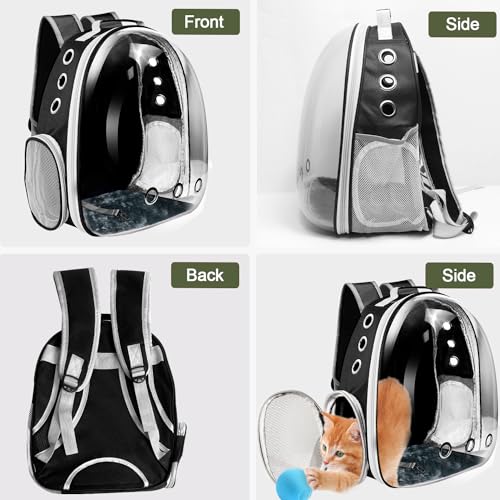 Cat Backpack Carrier, Pet Cat Carrier with Ventilated Design for Carrying Puppy Cats, Pet Carrier Backpack for Traveling/Hiking/Camping/Outdoors Airline Approved Travel Carrier (Black) - color: Black