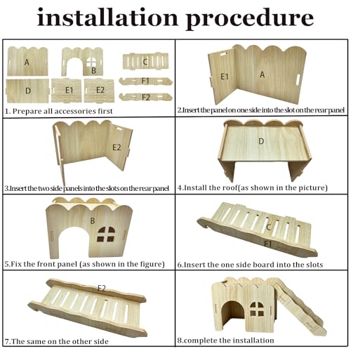 Hamster Hideout Wood Hamster House Rat Hide with Ladder for Syrian Hamsters | Detachable,Box Packaging,for Syrian Hamsters Dwarf Gerbil Mouse,Hamster Stuff Hamster Enrichment,Hamster Cage Accessories