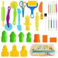 Kleeblatt Dough Tools Set for Kids - 29 Pcs Playdough Kit | 10 Castle Molds, 9 Basic Dough Tools, 9 Double-Headed Clay Carving Tools, 1 Cleaning Brush, Exquisite Box - color: KT-DoughTools-7