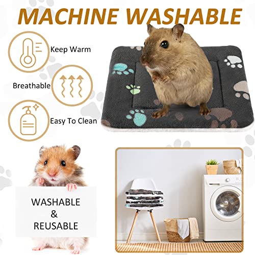 4 Pack Ultra Soft Dog Cat Bed Mat Small Animal Guinea Pig Bed with Cute Print Reversible Fleece Dog Crate Kennel Pad Cozy Washable Thickened Hamster Pet Beds Mat(13 x 10 Inches,Black) - color: Black, size: 13 x 10 Inches