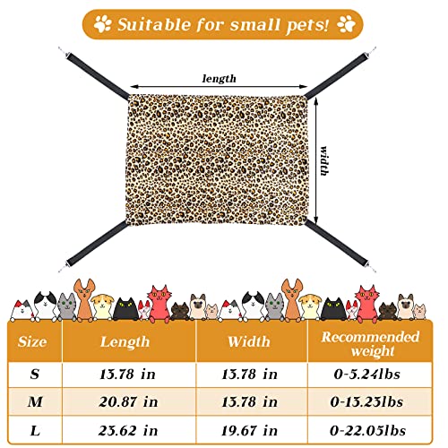 Jetec 2 Pack Cat Hammock for Cage, Catio Accessories Reversible Soft Cats Bed with Adjustable Straps and Hooks Double-Sided Linen and Fleece Hanging Hammock for Cats, Kitten(Leopard and Dot,L) - size: L