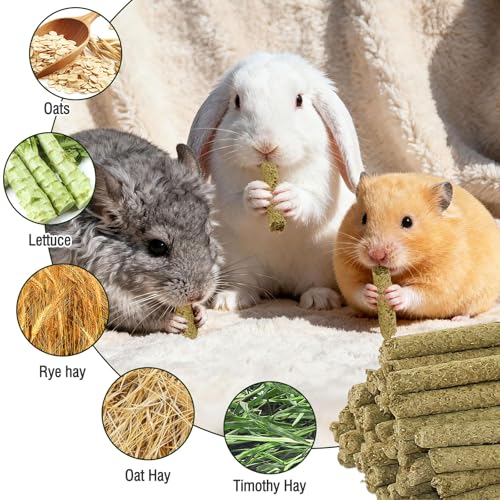 Timothy Hay Sticks for Rabbits Guinea Pigs Hamsters 200g - Natural Bunny Chew Treats,Rabbit Toys,Dental & Digestive Health for Small Animals