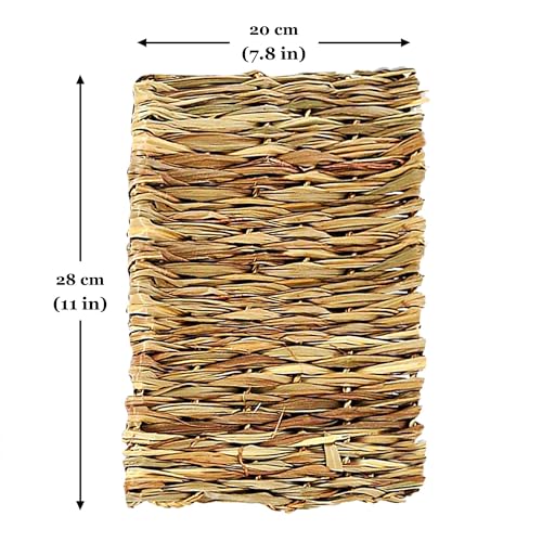 SunGrow Rabbit, Leopard Gecko & Guinea Pig Grass Chew Mat, Hay Bedding, Zip tie to Wire Cage Provide Insulation Cold Weather, Cover Ugly Wire on Cage, DIY Small Pet Runways, Huts
