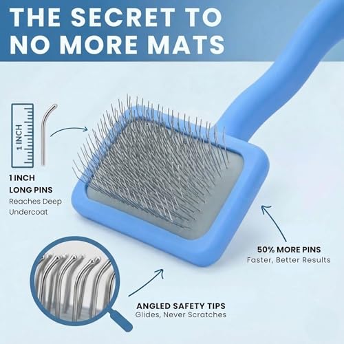 Small Slicker Brush & Lavender Detangler Spray Pack, Dog Grooming at Home | Best Brush For Long Haired Dogs, Dematting Comb & Detangling Spray For Goldendoodle Coats, Puppy Matting Grooming Supplies - size: Small Brush & Detangler Spray