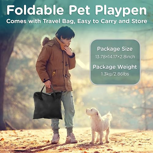 Paw Ballet Foldable Pet Kitten Playpen, Upgrade Waterproof Portable Dog Cat Playpen Kennel Tent for Small Cat Dog, Retractable Shade Cover, Indoor Outdoor Use for Small Pet. - color: Black Teal 03, style: Large(35.4''×27.5''×23.6'')