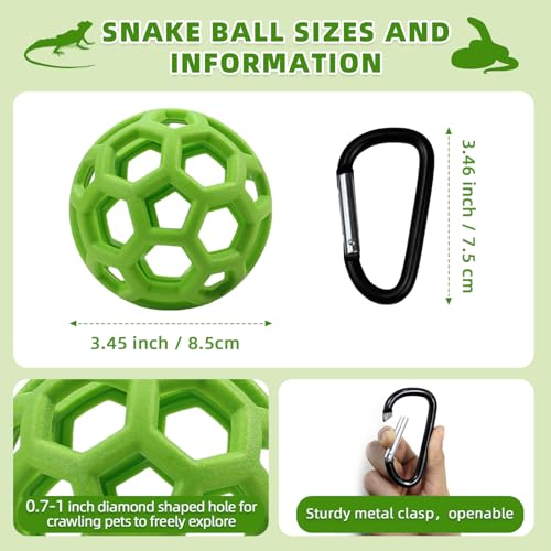 Slim Snake Climbing Ball, Snake Enrichment Snakes Balls with Hooks (Green) | Reptile Climbing Accessories, Feeding Ball, Must Not Deform, Jungle Gym Ball for Small Ball Python Playground Climbing Toys - color: Green