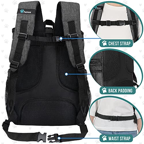 PetAmi Dog Backpack Carrier, Airline Approved 4-Way Entry Cat Backpack Carrier, Ventilated Mesh, Collapsible Pet Carrier for Small Puppy, Kitten, Hiking, Travel Car, Vet, up to 18 lbs, Charcoal Gray - color: Charcoal