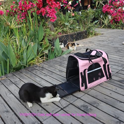 Pink Soft-Sided Cat Carrier, Airline Approved Pets Carrier for Big Cats & Small Dogs, Soft Kitten Travel Bag with Mesh Windows, Animal Carrier Up to 15 Lbs (Pink, Small) - color: Pink