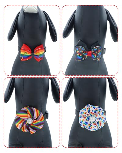 PET SHOW 4pcs Small Dogs Collar Flowers and Bows Charms For Festival Holiday Party Cats Rabbits Slides on Collars Leashes Puppies Medium Dog Collar Attachment - color: Rainbow-4pcs