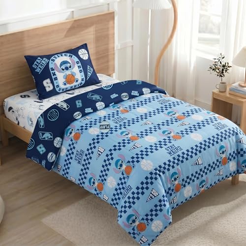 Northwest Disney Lilo & Stitch Twin Comforter Set, Reversible Design Ultra Soft Fade Resistant Microfiber Kids Bedding Set, Officially Licensed - color: Stitch
