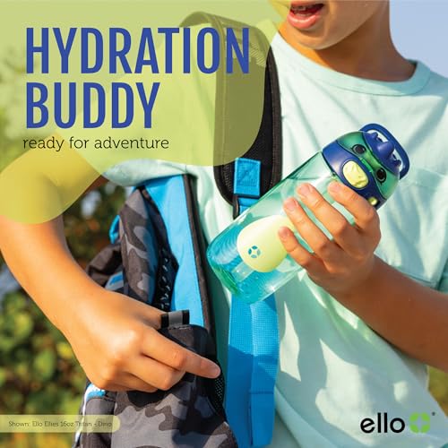 Ello Ellies 16oz BPA-Free Plastic Leakproof Kids Water Bottle, Cat | Animal shaped plastic kids water bottle with straw, leakproof locking lid, carry handle, & BPA-free design for school lunches - color: Cat, size: 16 Ounces