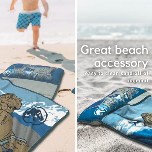Jurassic World 24"(W) X 45"(L) Soft Toddler Nap Mat with Pillow and Blanket Perfect for Preschool, Daycare, and Travel (100% Official Licensed Product) - color: Jurassic World