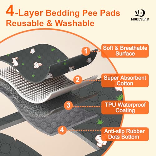 4-Pack Guinea Pig Cage Liner, 16in x 30in Fast Absorption Washable Bedding Pee Pads for Dogs Puppy Rabbit Small Animal Cage Mat, Leakproof & Non-Slip - color: Gray, size: 16" x 30", 4pcs
