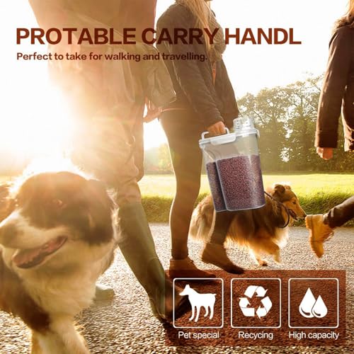 TIOVERY Dog Food Storage Container, 5-7 Lbs Airtight Pet Food Container, Cat food Container Dispenser with Portable Handle, Pouring Spout, Measuring Cup and a Collapsible bowl for Dogs Cats White/6Qt - color: White 6Qt