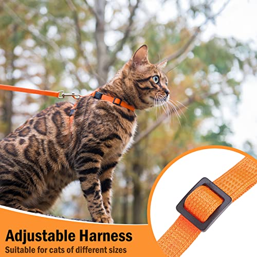 PUPTECK Adjustable Cat Harness and Leash Set Escape Proof Kitten Strap Collar for Walking Travel, Orange - color: Orange, size: Small
